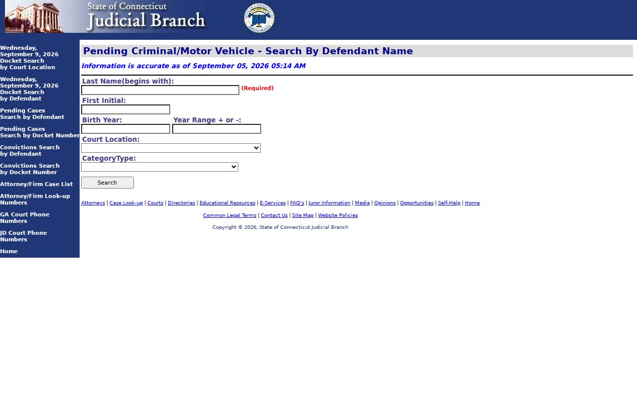 New Britain County warrant records search fields