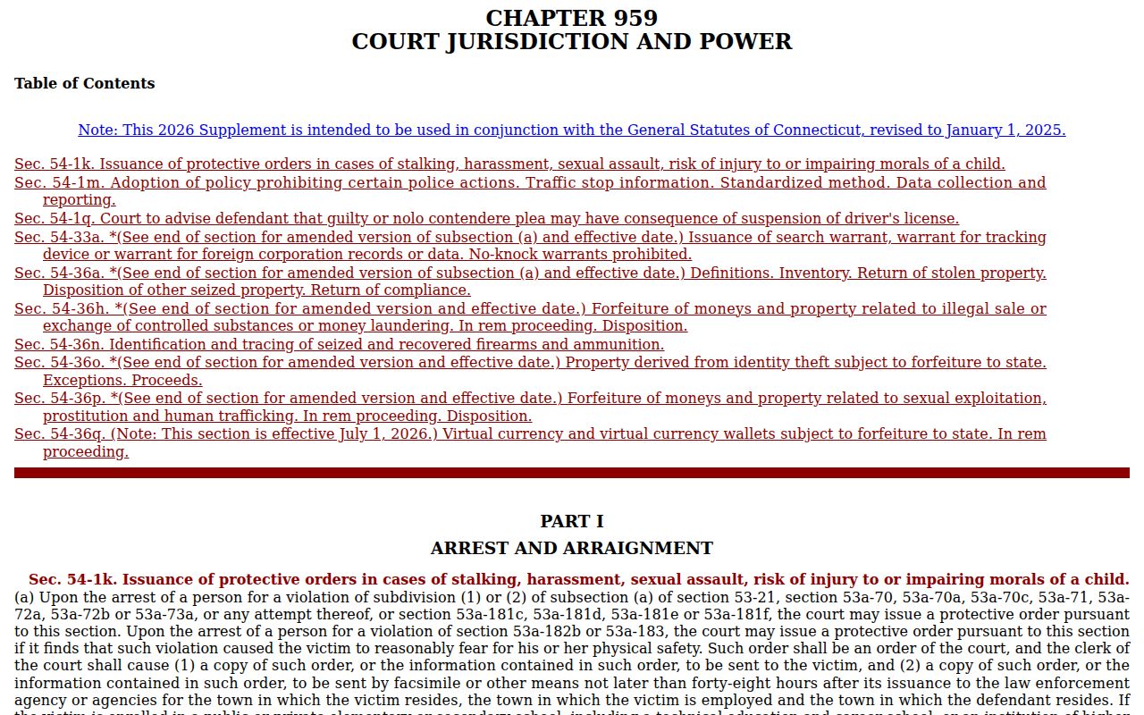 Connecticut law for New Britain municipal warrants