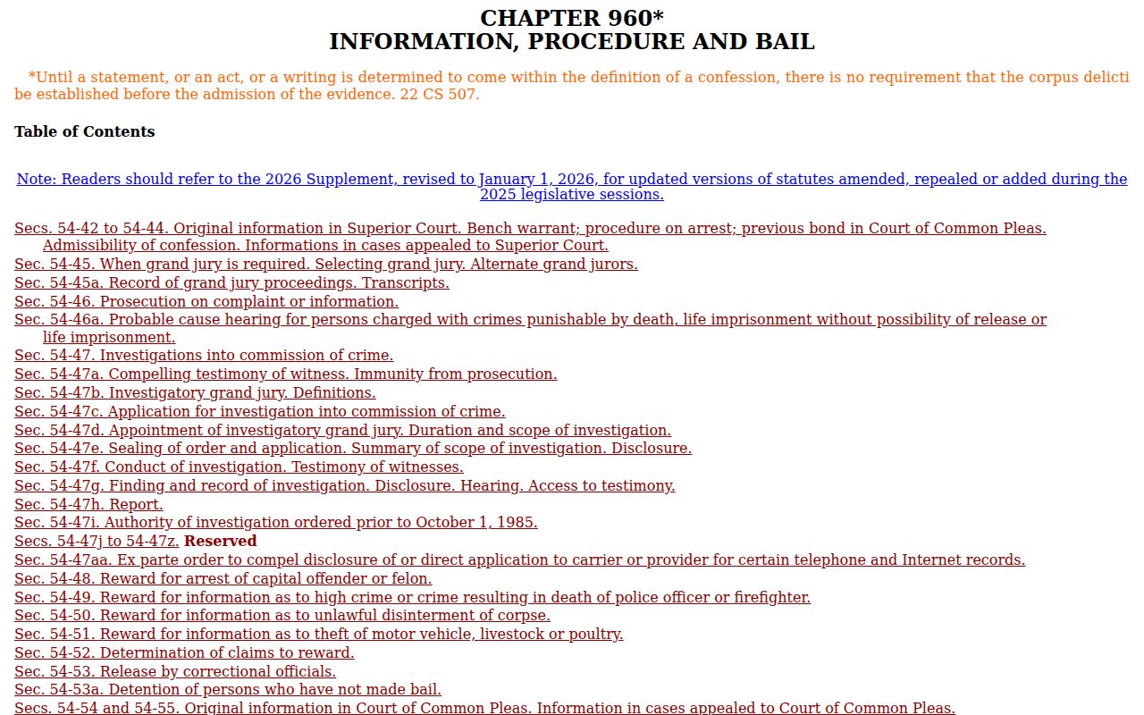 Connecticut bail and rearrest warrant statutes for New Britain